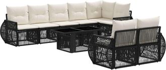 vidaXL Conjunto De Sof&aacute;s De Jard&iacute;n 9 Uds. Negro Y Blanco Crema Vidaxl