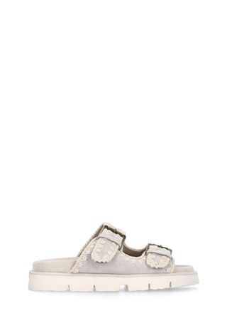 Mou Ivory Front Straps Suede Sandals
