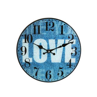 KASANOVA Orologio da parete 30 cm blu scritta Love