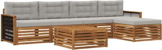 vidaXL Conjunto De Sof&aacute;s De Exterior 6 Uds. Natural Y Gris Claro Vidaxl
