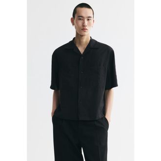 H&M Relaxed-fit Modal-blend Resort Shirt in Black at Nordstrom, Size Xx-Large