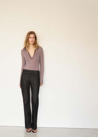 Mango Body collo a V marrone chiaro/pastello - Donna - S - MANGO