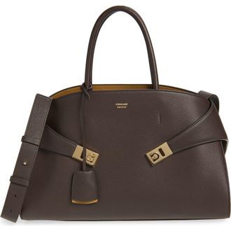 Ferragamo Medium Hug Suede Top Handle Bag in Testa Di M Burnt Ocra at Nordstrom