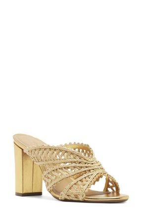 Arezzo Ciara Block Heel Sandal in Natural Gold at Nordstrom, Size 9.5