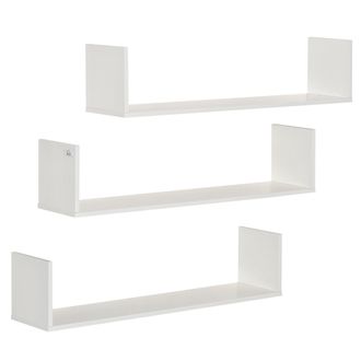 HOMCOM Set of 3 Wooden Floating Shelves Wall Mount CD DVD Storage Display White | TJ Hughes