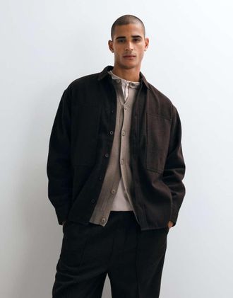 Asos camicia oversize coordinata in lana marrone