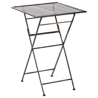 Beliani Beliani - Mesa De Bar De Jard&iacute;n Plegable Efecto Envejecido Tablero De Metal Hierro Negro Bormio