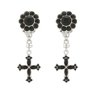 Dolce & Gabbana Earrings, female, Black, Size: ONE SIZE Drop Earrings With Crosses