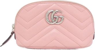 Gucci Gg Marmont Pink Leather Pouch (Pre-Owned)