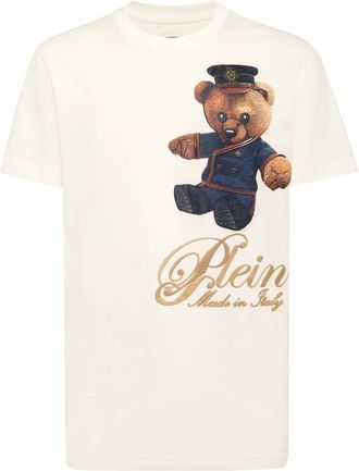 Philipp Plein T-shirt met ronde hals Teddy Doorman - Heren - T-shirts - Beige - S - Katoen - Tops
