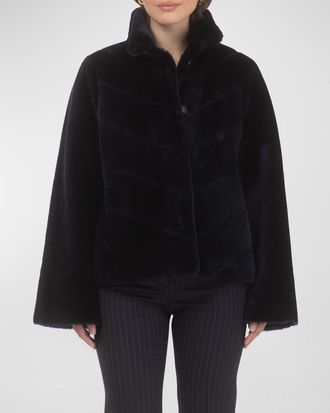 Gorski Reversible Chevron Lamb Shearling Jacket With Horizontal Sleeve