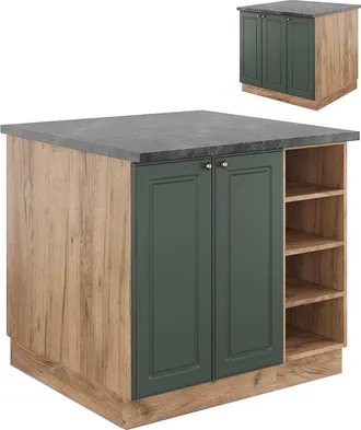Vicco Isla De Cocina Fame-line, Green-gold Country/gold Power Roble, 90 Cm Sin Encimera