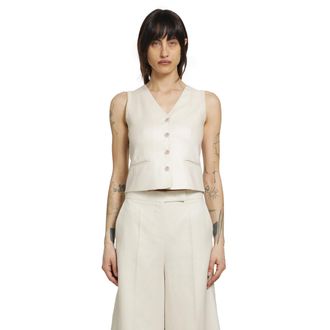 Max Mara Linen and Cable-Knit Gilet