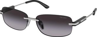 Prada PR 68ZS 1BC09S Mens Sunglasses Silver Size 60