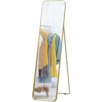 HOMCOM Homcom - Specchio da Terra 40x160cm Rettangolare Figura Intera con Cavalletto Oro