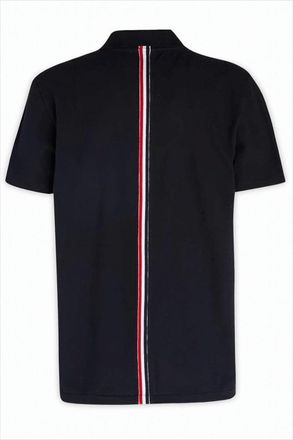 Thom Browne Short-Sleeved T-Shirt With Vertical Tricolor Stripe And Textured Finish