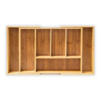 Relaxdays Portaposate Da Cassetto Xl, Hlp: 5 X 48,5 X 28 Cm, In Bamb&ugrave;, Organizer Porta Posate Da Cucina, Colore Naturale - Relaxdays