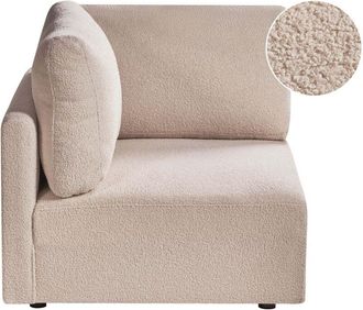 Beliani Right-Hand Corner Module Beige Boucle Upholstery 1-Seat Sofa Section Modern Style Living Room MESNALI