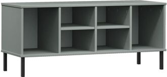 vidaXL Zapatero Con Patas Metal Oslo Madera Maciza Gris 106x35x45 Cm Vidaxl