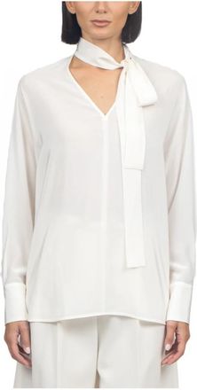 Max Mara Zijden Cr&ecirc;pe de Chine Blouse - Dames - Blouses - Wit - XL - Overhemden