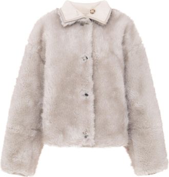 Urban Code Cropped Reversible Coat with Plush Faux Fur and Suede-Like Finish