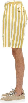 Paul Smith Deckchair Stripe Cotton Linen Bermuda Shorts - Yellow
