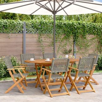 vidaXL Vidaxl - Set Pranzo da Giardino 7 pz Grigio Polyrattan e Legno Massello