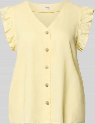 b.young B.Young Regular Fit Bluse aus Leinen-Viskose-Mix mit R&uuml;schen in Hellgelb, Gr&ouml;&szlig;e 36