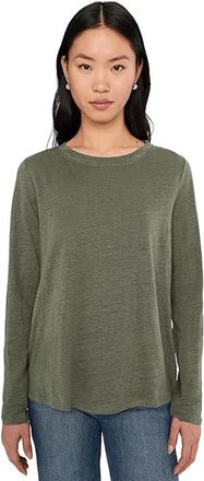 Eileen Fisher Organic Linen Jersey Crew Neck Long Sleeve T-Shirts Womens Clothing Bayleaf : MD