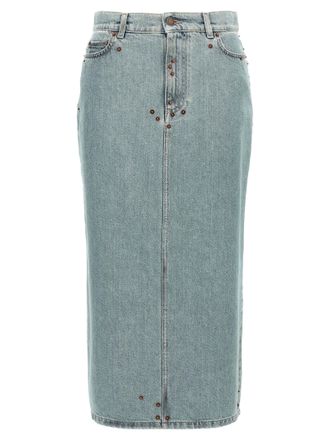 Moschino Blue Cotton Midi Womens Skirt