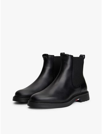 Tommy Hilfiger Mens Leather Chelsea Boot - Black - US 11.5 / EU 45