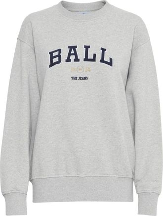 Ball Hoodies & sweatvesten, Dames, Grijs, M, Katoen, Sportieve Sweatshirt met Slimme Borduursels