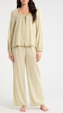 Reformation Paloma Relaxed Fit Organic Cotton Blend Pajamas in Dried Herbs at Nordstrom, Size X-Small