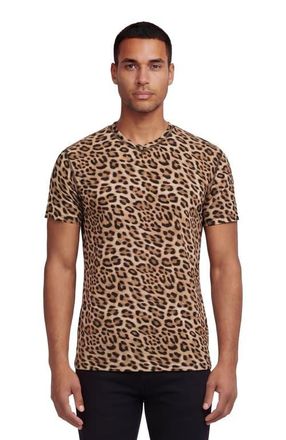 Lords of Harlech Leopard Mens Wool Vneck Tee in Leopard Brown at Nordstrom, Size Xx-Large