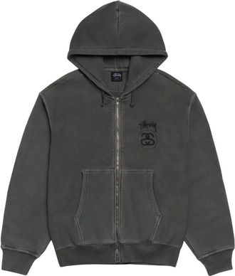 St&uuml;ssy Hoodies & sweatvesten, Heren, Zwart, M, Katoen, Basic Zip Hoodie