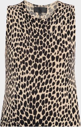Nili Lotan Nessa Animal-Print Cashmere Sweater Tank Top