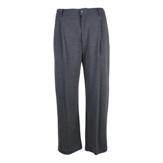 Brunello Cucinelli Tuta Wijde Broek - Dames - Broeken - Grijs - Maat: XS Katoen