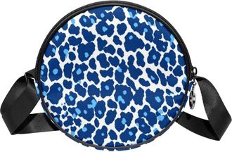 Generic Circle Crossbody Bag for Women, Leopard Art Small Sling Bag Daypack with Zipper Adjustable Shoulder Straps Casual Ladies Girls Round Purse
