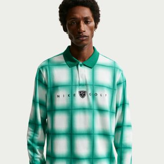 Nike Mens Fairway Fresh Dri-FIT Loose Long-Sleeve Golf Polo in Green | II0772-365