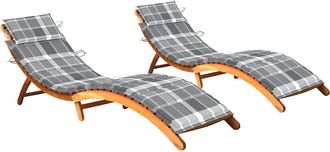 vidaXL Tumbonas 2 Unidades Con Cojines Madera Maciza De Acacia Vidaxl