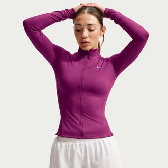 Nike Womens One Fitted Dri-FIT Full-Zip Jacket in Red | IM7046-630