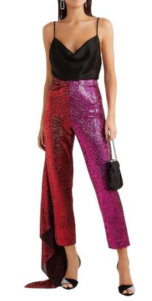 Halpern Draped Sequin Two Tone Trousers Size S