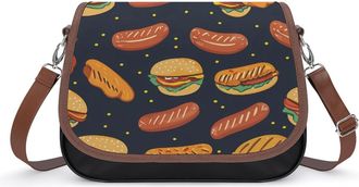 Generic Hot Dogs Chicken Drumsticks Burgers Womens Crossbody Bag Fashion Shoulder Handbags Message Tote Bag with Adjustable Strap