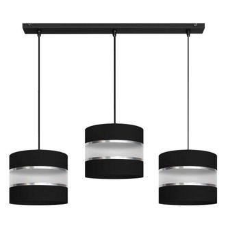 Netlighting Helen Straight Bar Pendant Ceiling Light Black Silver 65cm