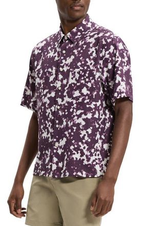 Theory Weekend Short Sleeve Seersucker Button-Up Shirt in Grapevine Multi at Nordstrom, Size Xx-Large