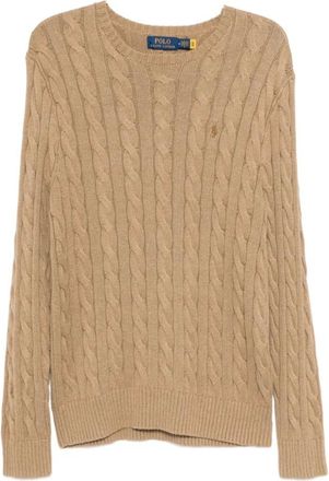 Ralph Lauren Truien & Vesten, Heren, Beige, M, Katoen, Kabel Gebreide Trui