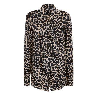 Balmain Shirts, female, Multicolor, Size: XS Leopard Print Shirt Nude & Neutrals