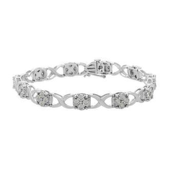 House of Brilliance Silver Rose-Cut Diamond Love Locks Link Bracelet in White at Nordstrom