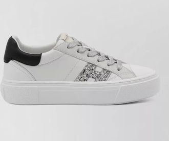 Hogan leather glitter-embellished low-top sneakers