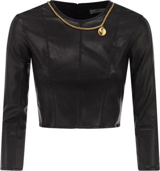Elisabetta Franchi Top met ketting en bedel - Dames - Longsleeves - Zwart - L - Tops